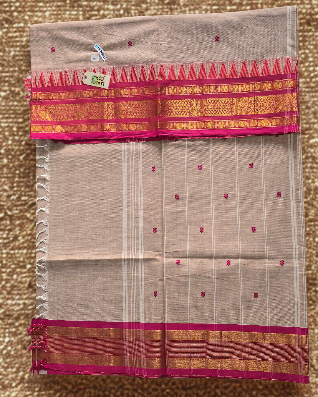 Kanchi Cotton|Cream & Pink