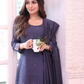 Slate Blue Grey | Handloom Jamdani Cotton Unstitched 2-Piece Kurti | Bhujodi Design