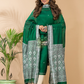 Deep Emerald | Handloom Jamdani Muslin Unstitched 2-Piece Kurti | Baluchari Design