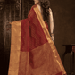 Cherry Red Cotton Silk Saree - 017 - indeloom