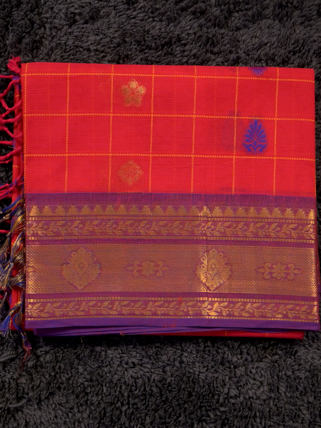 Kanchi Cotton|slightlydarker red & purple