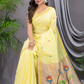 Linen Jamdani Saree With Lemon Yellow - 034