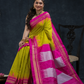 Pure Ilkal Silk Saree in Pink with Pine Green - 064