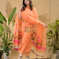 Coral Orange Jamdani 2-Piece Set Kurti & Dupatta (UNSTITCHED) -743