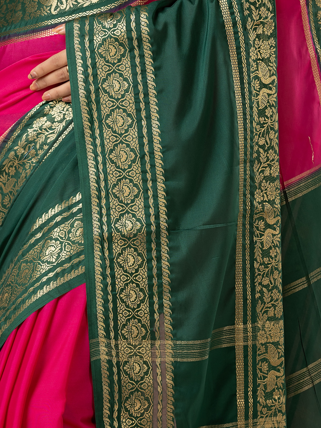 Classic Mysore Semi Silk Saree | Dark Green