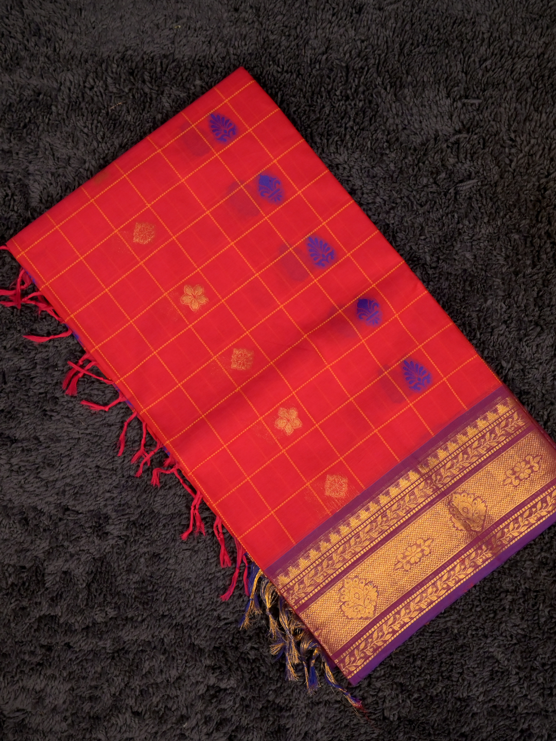 Kanchi Cotton|slightlydarker red & purple
