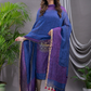 Berry Blue Linen X Linen 2-Piece Set Kurti & Dupatta (UNSTITCHED) - 131