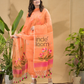 Coral Orange Jamdani 2-Piece Set Kurti & Dupatta (UNSTITCHED) -743