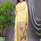Linen Jamdani Saree With Lemon Yellow - 034