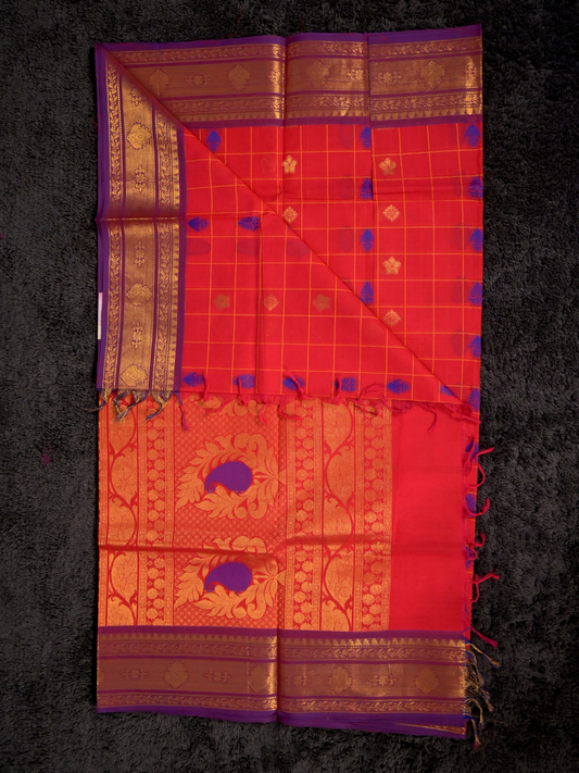 Kanchi Cotton|slightlydarker red & purple