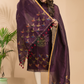 Rasin Purple Cotton Linen 2-Piece Set Kurti & Dupatta (UNSTITCHED) - 032