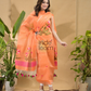 Coral Orange Jamdani 2-Piece Set Kurti & Dupatta (UNSTITCHED) -743