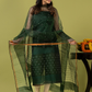 Handwoven Jamdani Muslin Unstitched 2-piece Kurti | Forest Green
