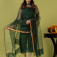 Handwoven Jamdani Muslin Unstitched 2-piece Kurti | Forest Green