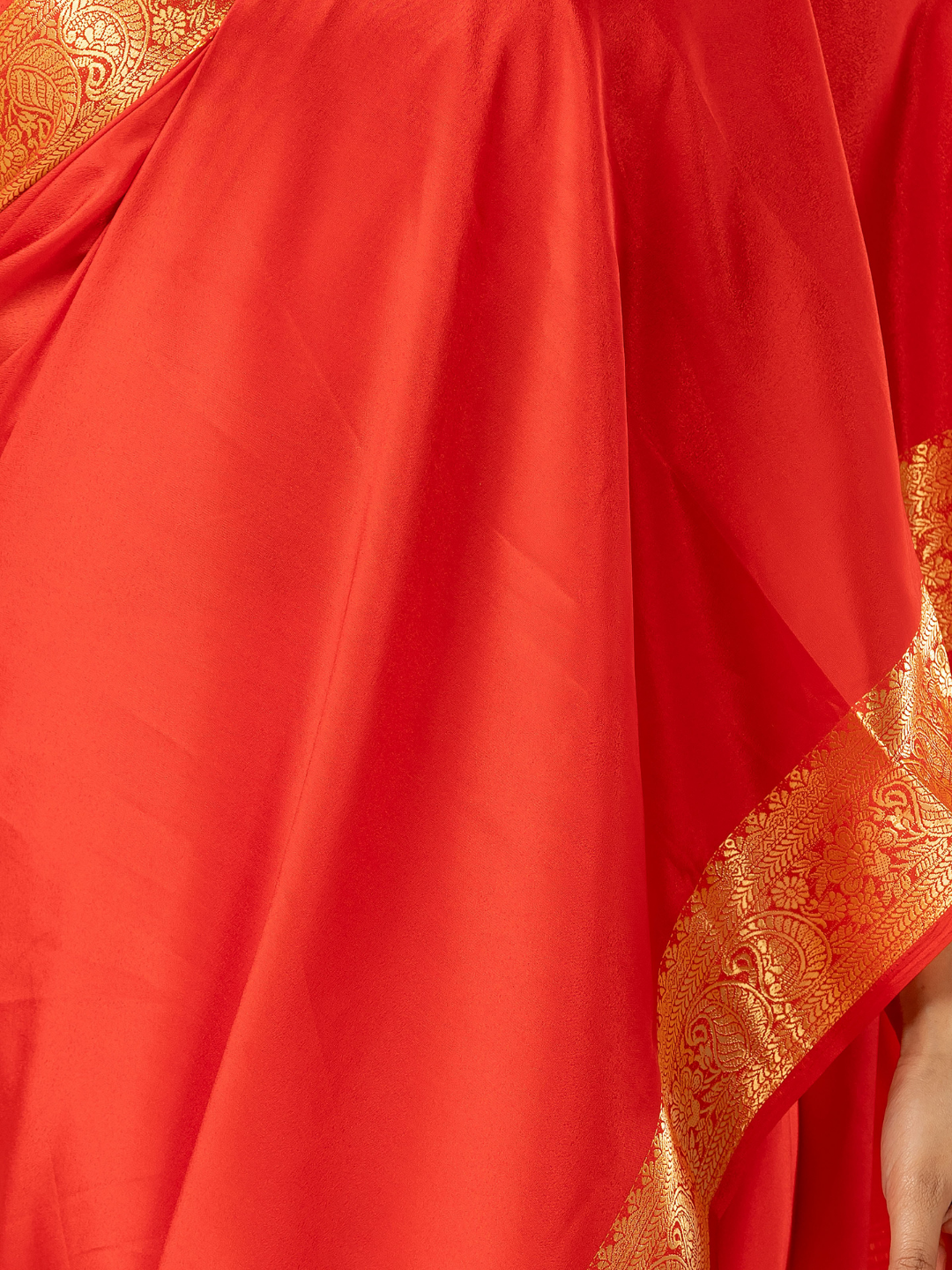 Classic Mysore Semi Silk Saree | Coral Orange