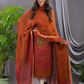 Ginger Orange Linen X Linen 2-Piece Set Kurti & Dupatta (UNSTITCHED) - 132