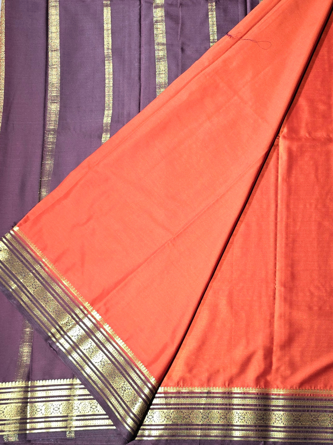 Classic Mysore Silk Saree  |  Rust Orange