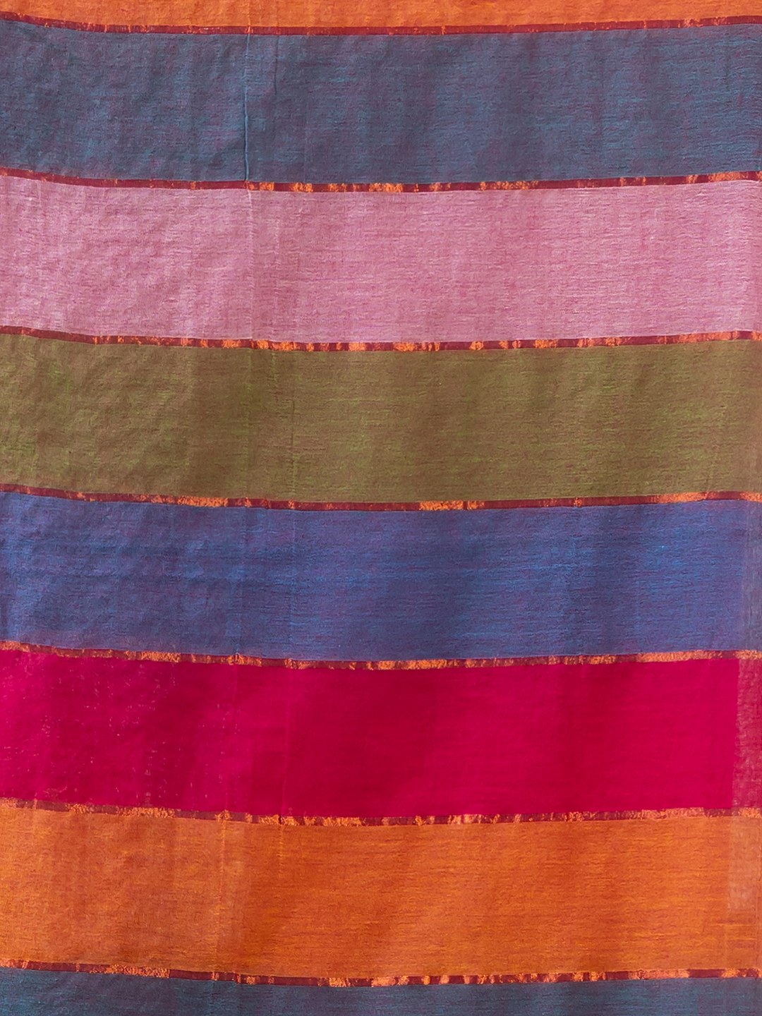 Pure Handloom Mul Cotton Saree | Multicolour Stripes