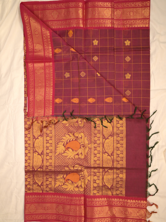 Kanchi Cotton|maroon & magenta