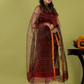 Handwoven Jamdani Muslin Unstitched 2-piece Kurti | Maroon Red
