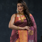 Pure Handloom Korvai Saree | Golden and Blood Red