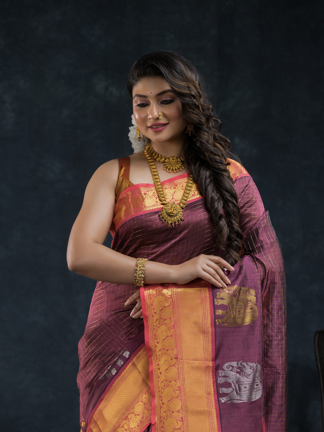 Pure Handloom Korvai Saree | Golden and Blood Red