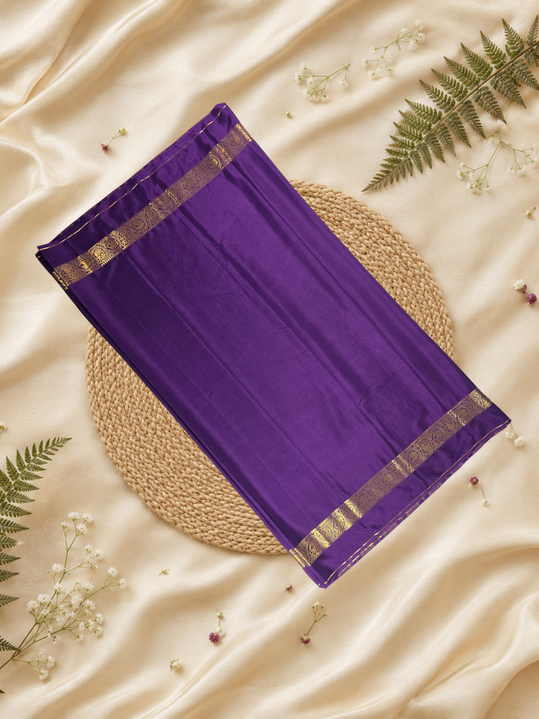 Mysore Silk Saree With Plum Voilet