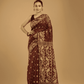Dark Brown Soft Silk Jamdani Saree - 003 - indeloom