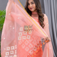 Coral Orange Matka Jamdani 2-Piece Set Kurti & Dupatta (UNSTITCHED) - 104