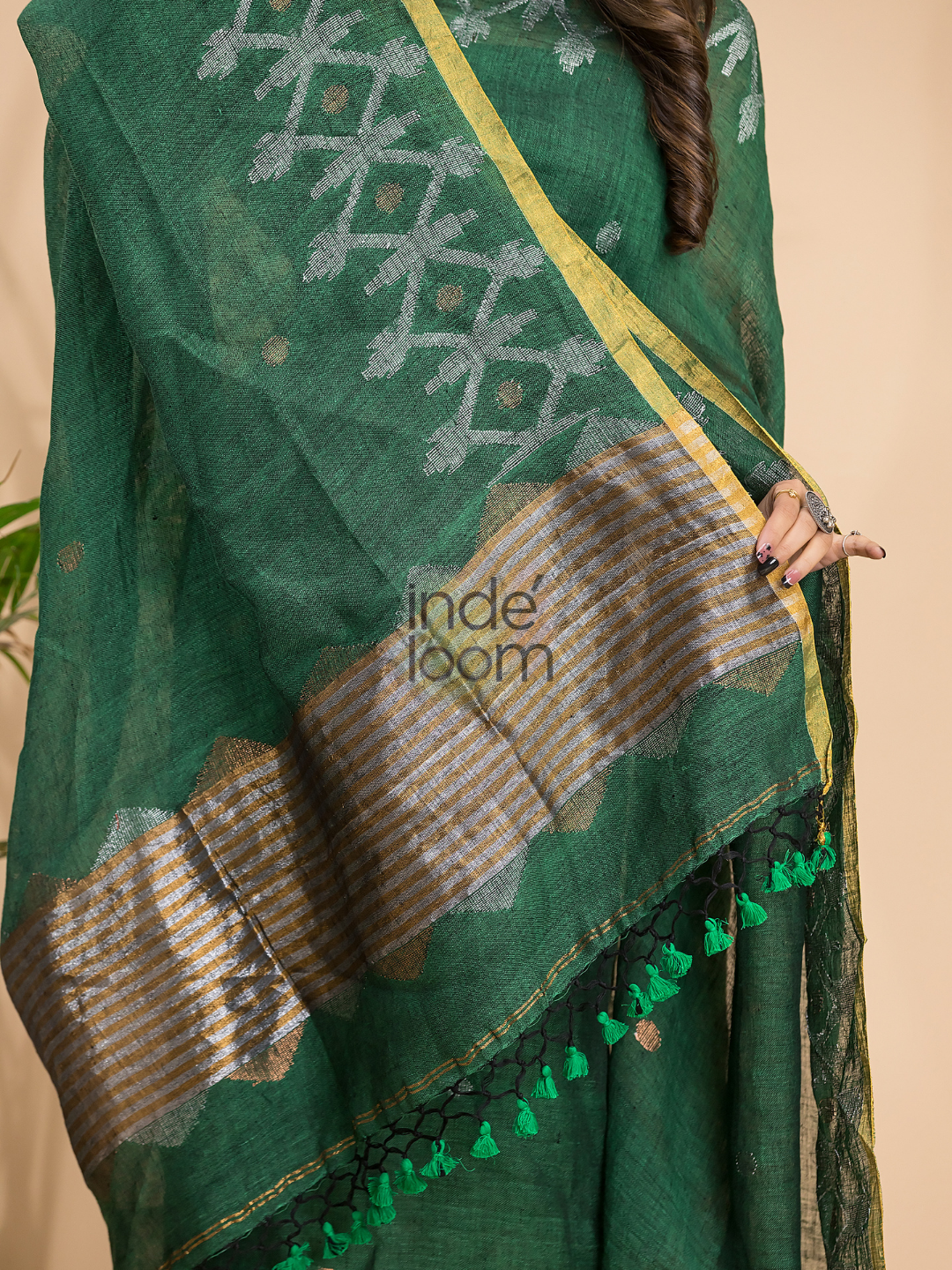 Pine Green Linen X Line 2-Piece Set Kurti & Dupatta (UNSTITCHED) - 004