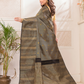 Hemapatra - Golden khaki green saree with vine motifs and Zari