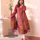 Currant Red Cotton Linen 2-Piece Set Kurti & Dupatta (UNSTITCHED) - 304