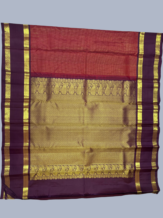 Pure Handwoven Gadwal Silk Saree With Maroon Red - 011