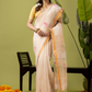 Pure Jamdani Linen Saree | Cream White  and White  | Half and Half style with Contrast Border