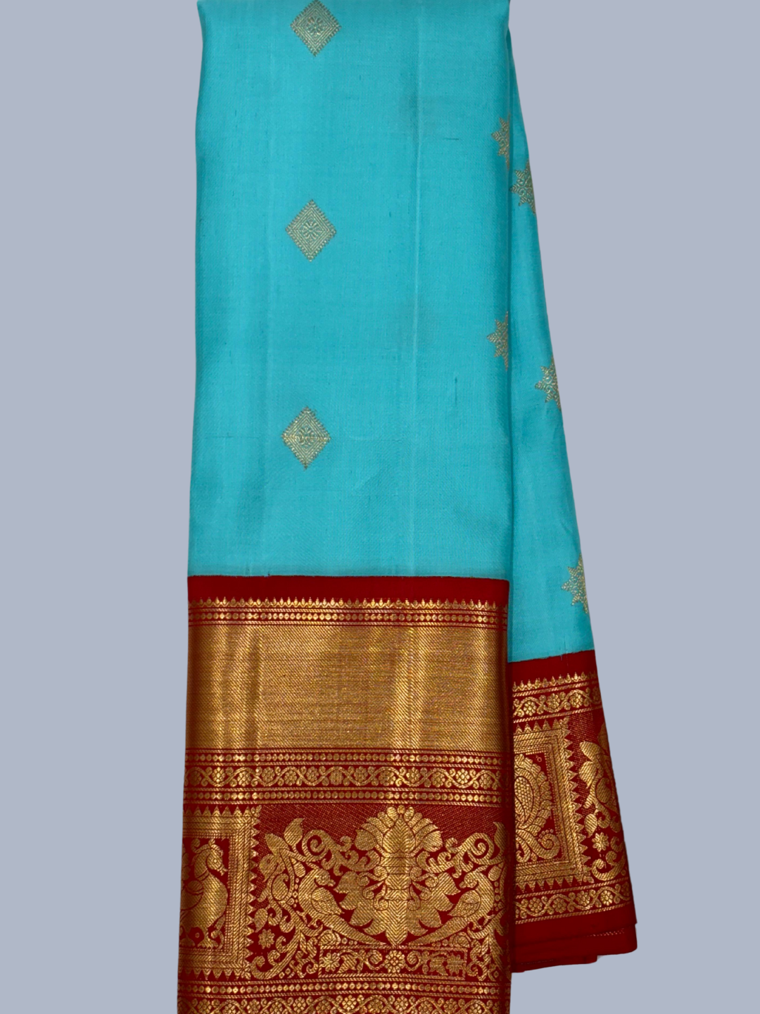 Pure Handwoven Kanchi Silk Saree Sky Blue - 205