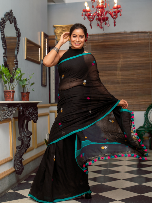 Dark Black Handloom cotton-060