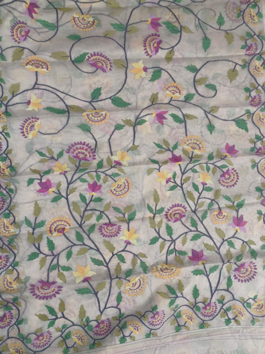 Handwoven Pure Jamdani Cotton Saree  |  Warm Ivory