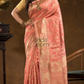 Floral woven design Silk blend Jacquard Saree | Peach Pink