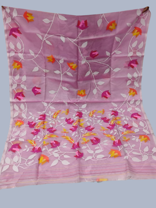 Handwoven Pure Handwoven Pure Muslin Saree  |  Baby Pink