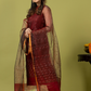 Handwoven Jamdani Muslin Unstitched 2-piece Kurti | Maroon Red