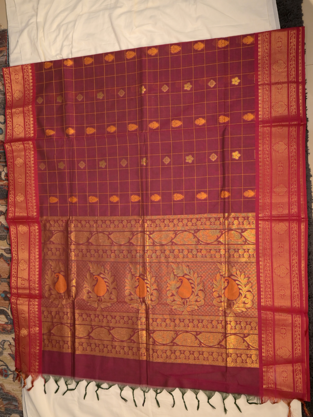 Kanchi Cotton|maroon & magenta
