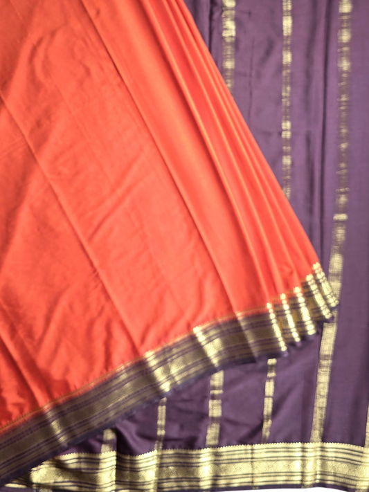 Classic Mysore Semi Silk Saree | Rust Orange