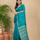Matka Silk Jamdani Saree With Teal Green - 018
