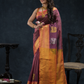 Pure Handloom Korvai Saree | Golden and Blood Red