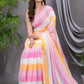 Handloom Mul Cotton Saree With Baby Pink - 003