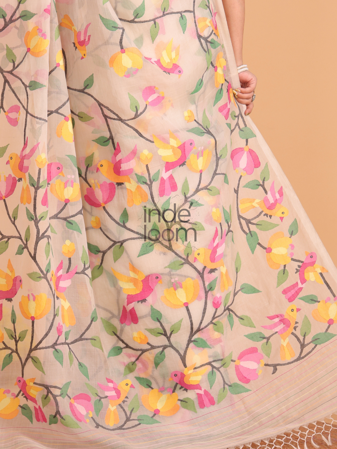Jamdani Saree With Burgundy Desert Brown - 163