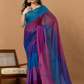 Pure Handloom Mul Cotton Saree | Teal Blue