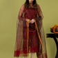 Handwoven Jamdani Muslin Unstitched 2-piece Kurti | Maroon Red