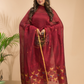 Burgundy Red Cotton Linen 2-Piece Set Kurti & Dupatta (UNSTITCHED) - 034