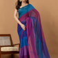 Pure Handloom Mul Cotton Saree | Teal Blue